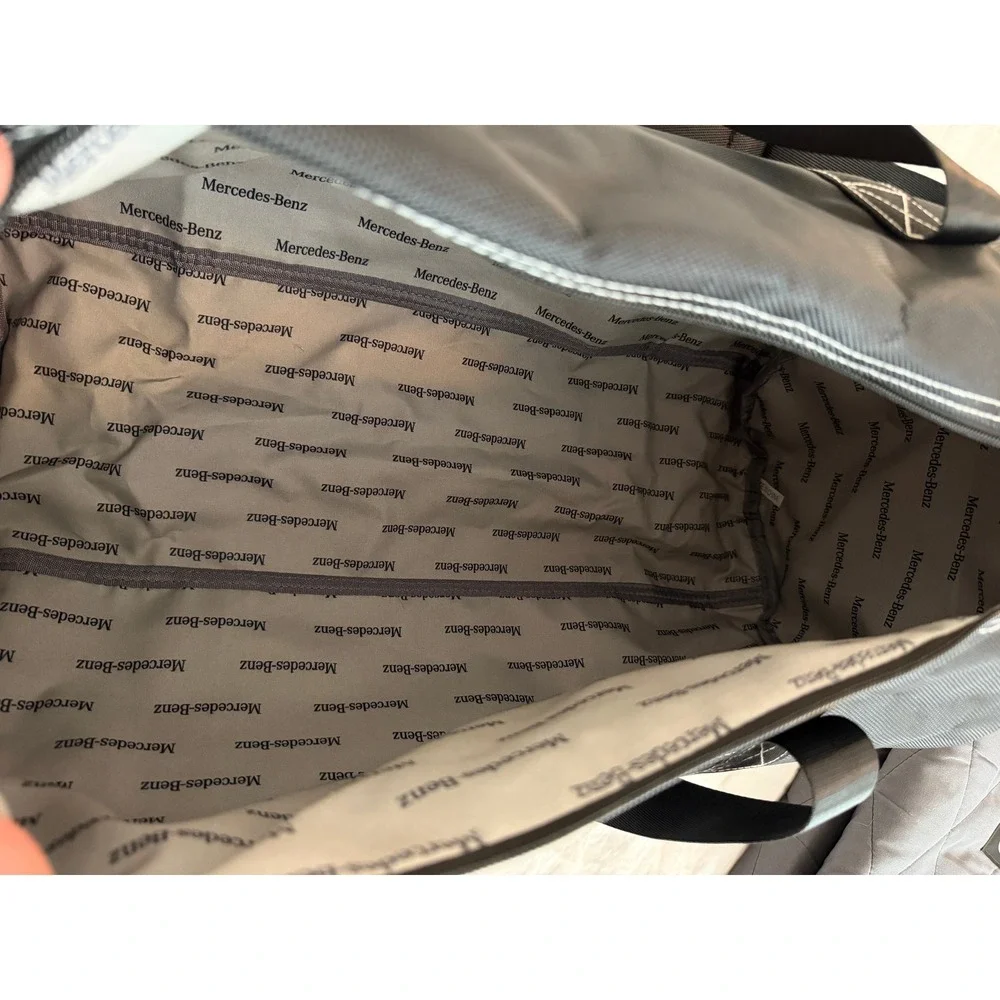 Mercedes Benz Duffel Bag and Quilted Blanket Travel Set Black Gray NWT